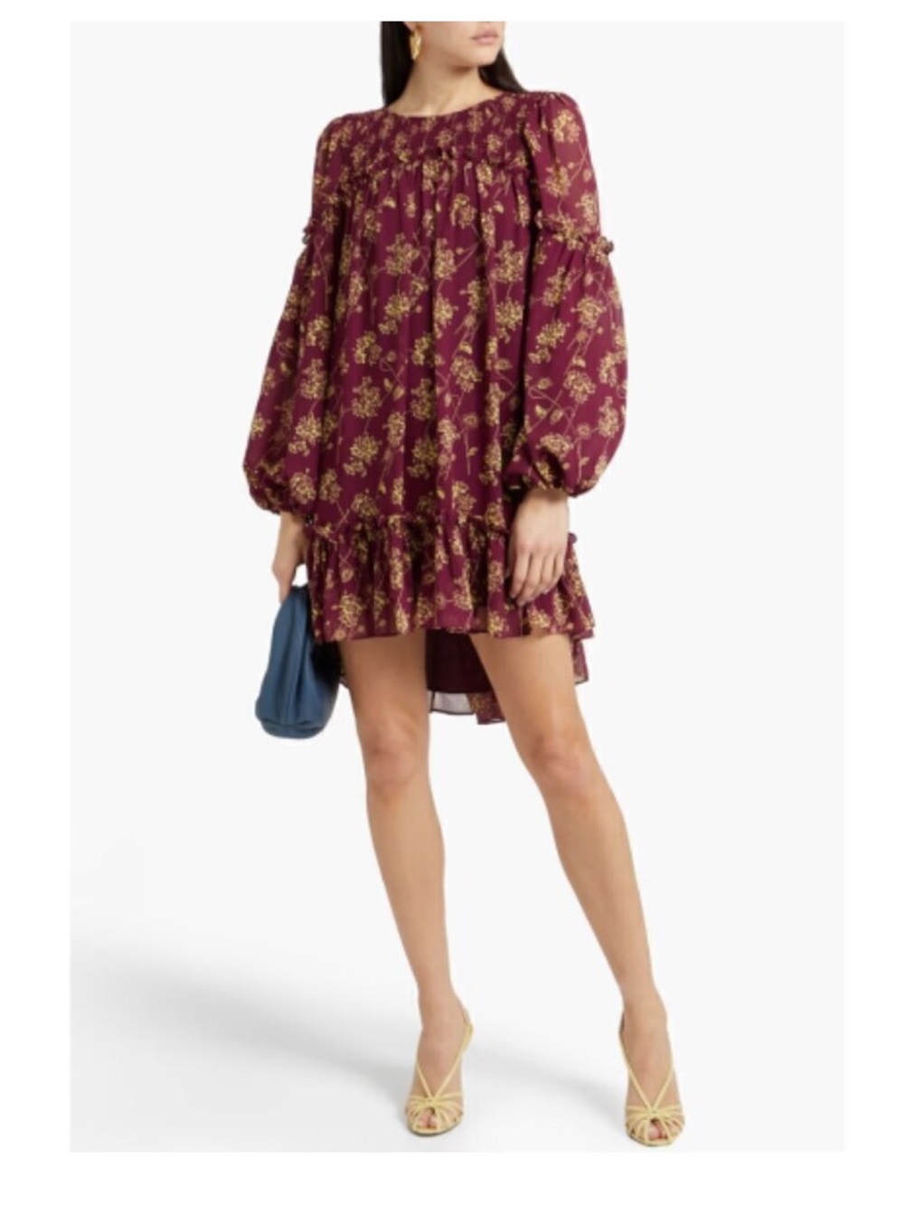 cinq a sept Zola Chiffon Shift Dress in Merlot Starfruit